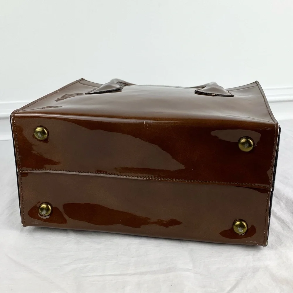 Gorgeous Vintage Ronay Dark Brown Patent Leather Handbag Purse 1960s - Picture 6 of 10
